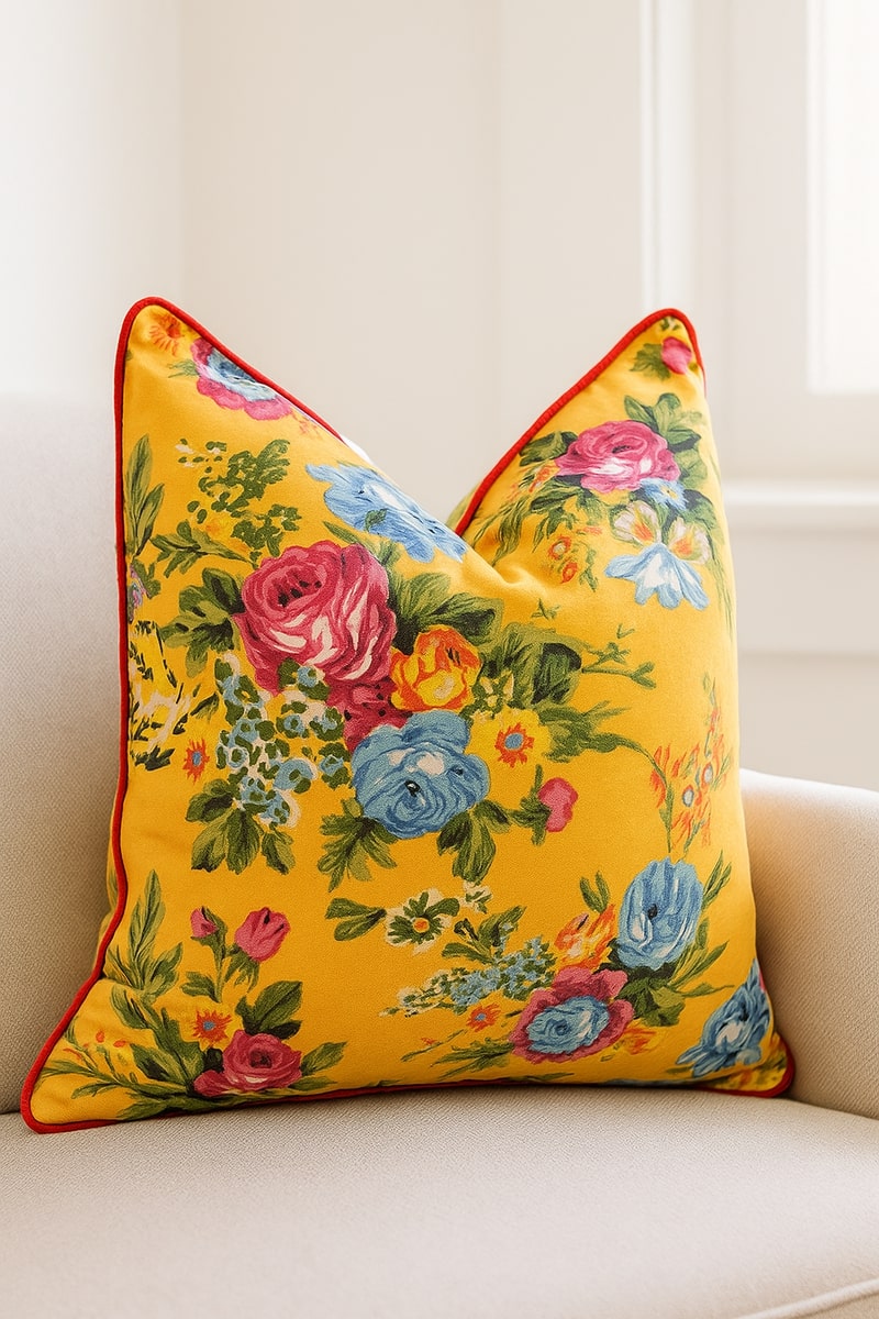 Cozy Floral Comforts Handmade Cotton Cushion Cover