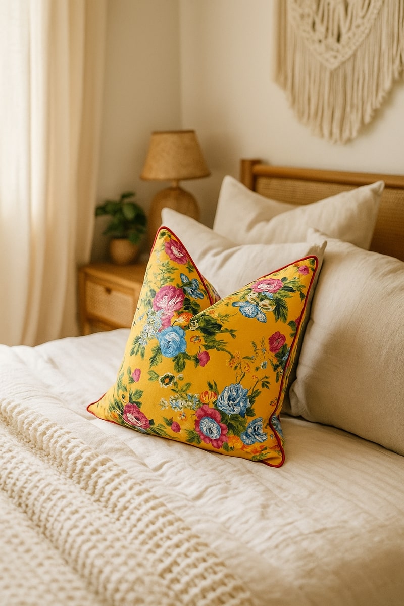Cozy Floral Comforts Handmade Cotton Cushion Cover