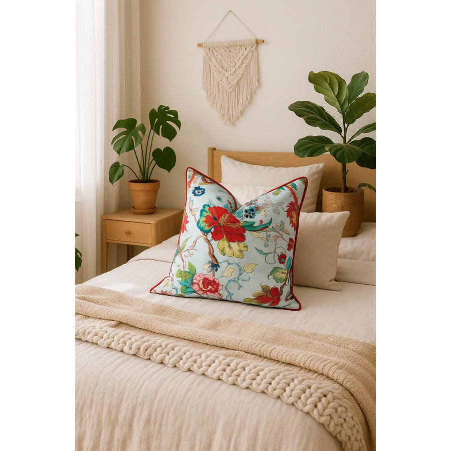 Botanical Harmony Cotton Cushion Cover