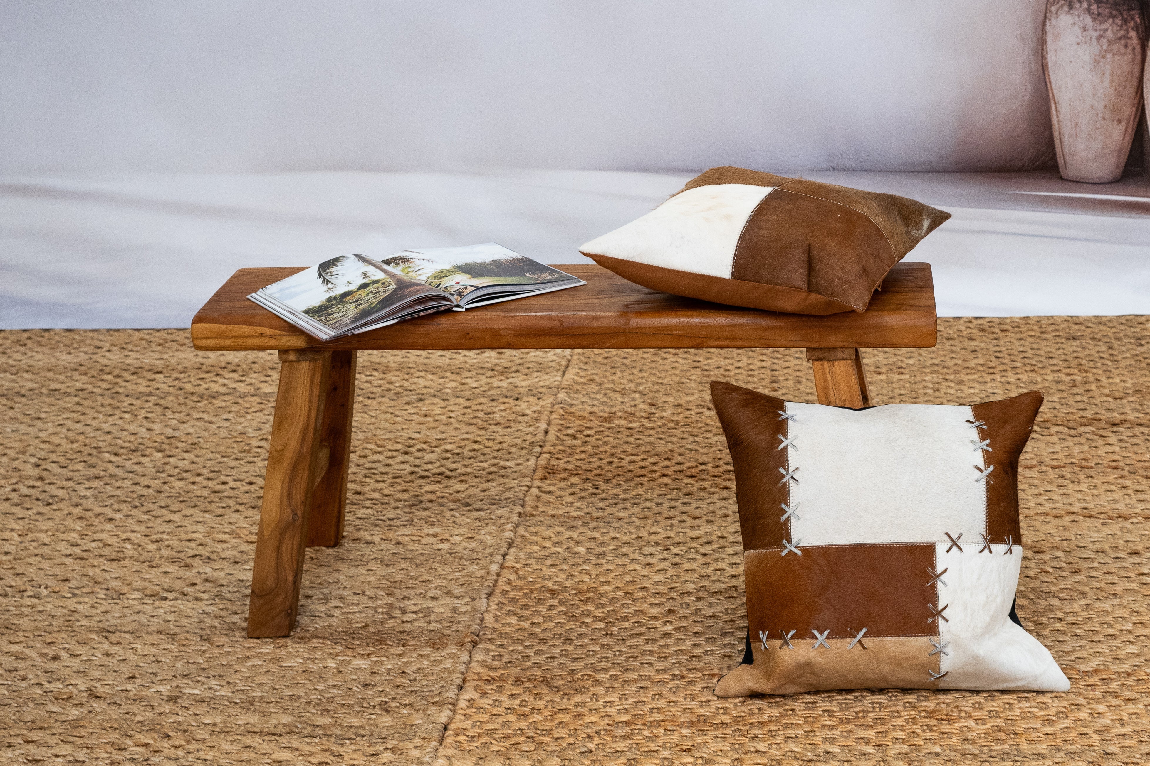 Handmade Patchwork Cowhide Cushion - Rustic Luxe 45x45