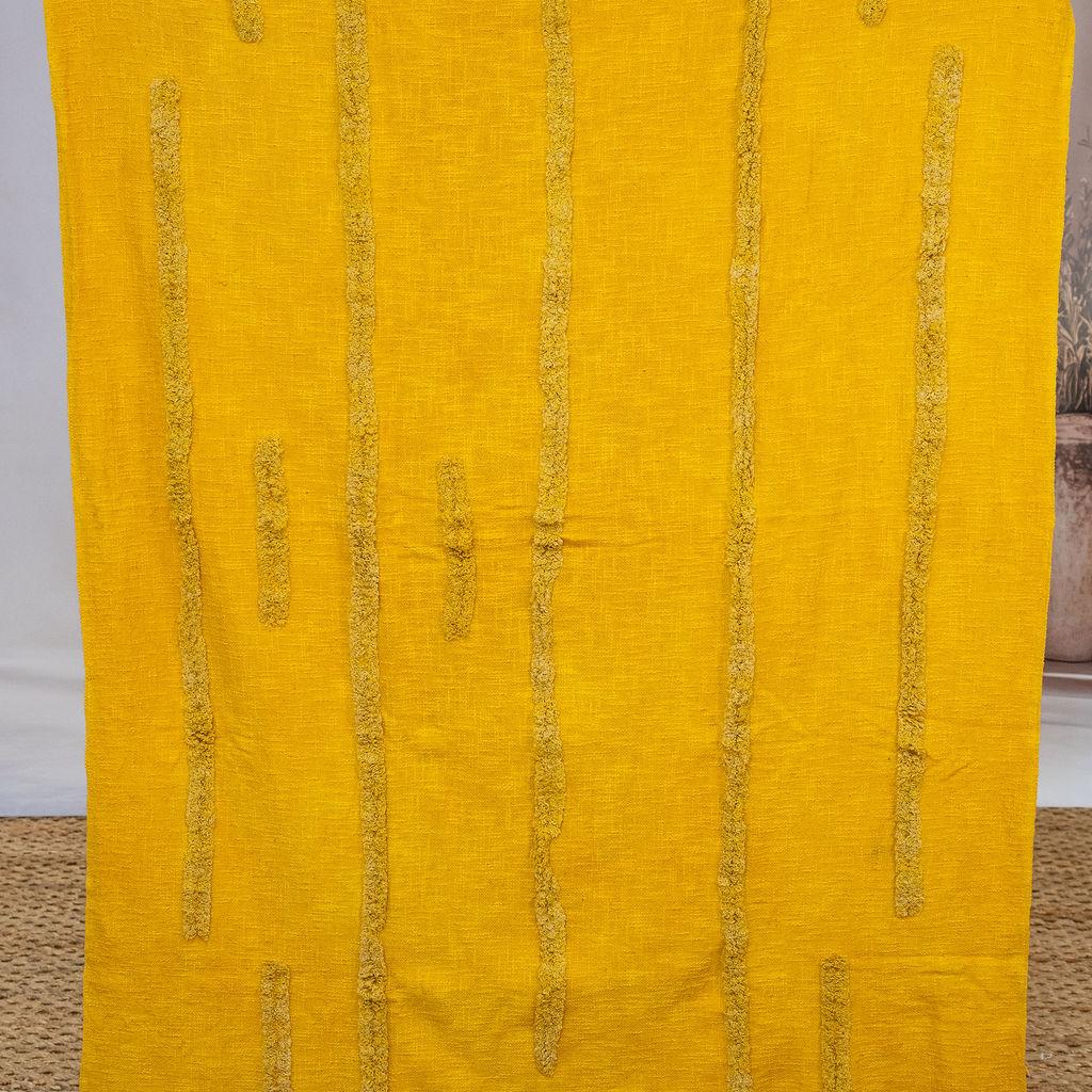 Golden Mustard Cotton Throw - Handwoven Boho Textured Blanket | 125x175cm