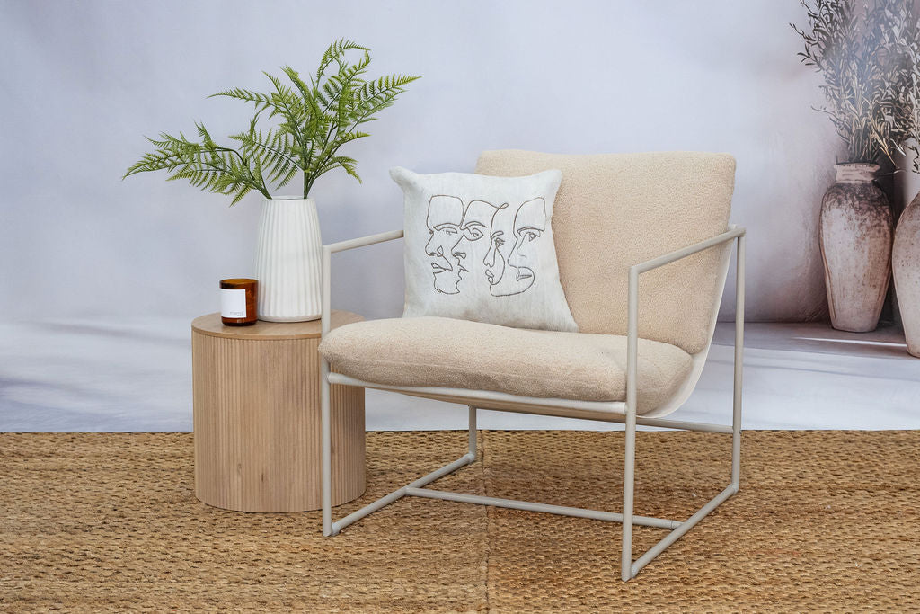 Handmade Cowhide Cushion Cover - Abstract Face Design