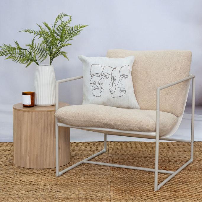 Handmade Cowhide Cushion Cover - Abstract Face Design