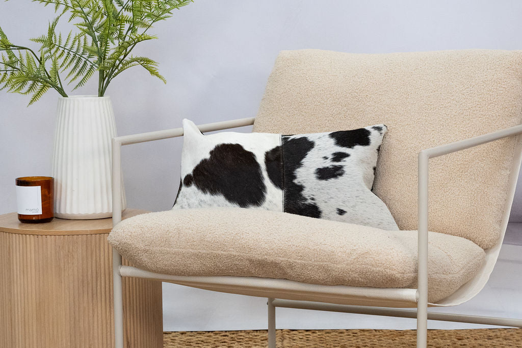 Black & White Cowhide Cushion - Luxury Style
