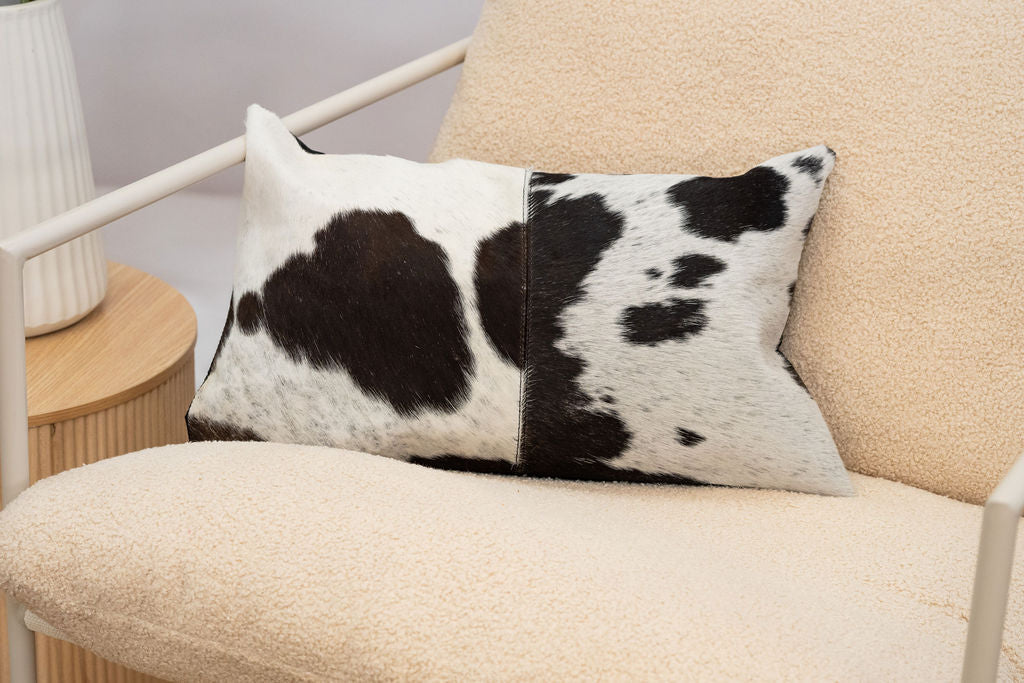 Black & White Cowhide Cushion - Luxury Style