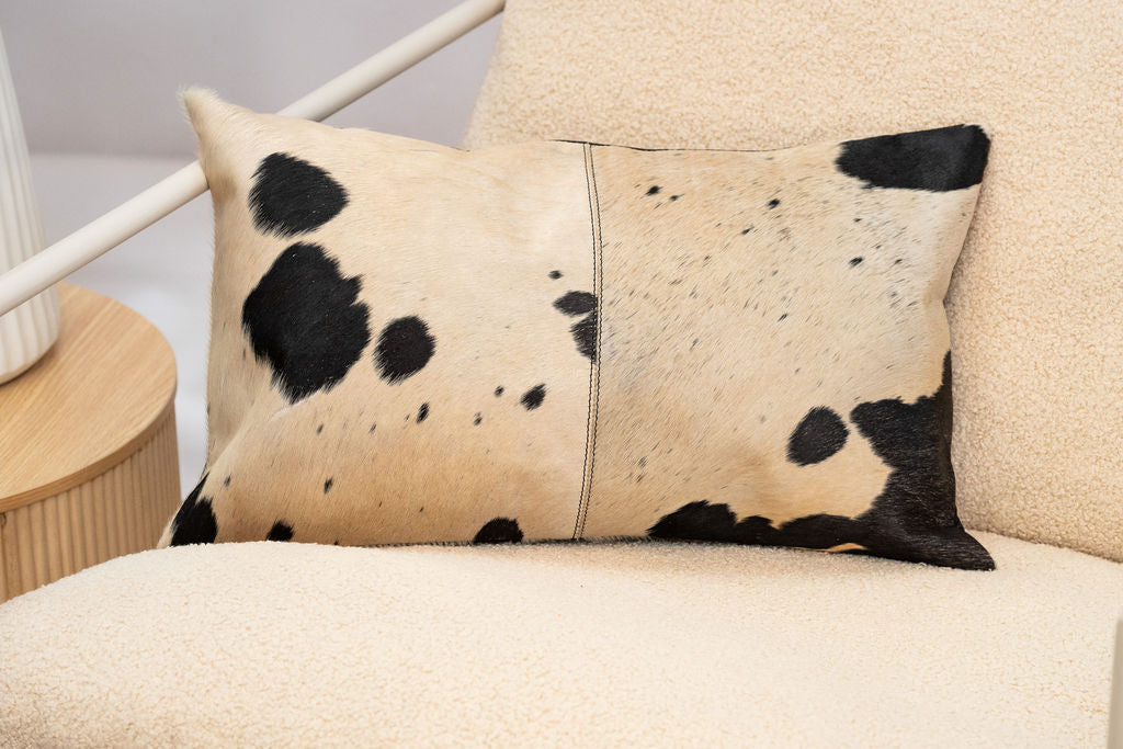 Black & White Cowhide Cushion - Luxury Style