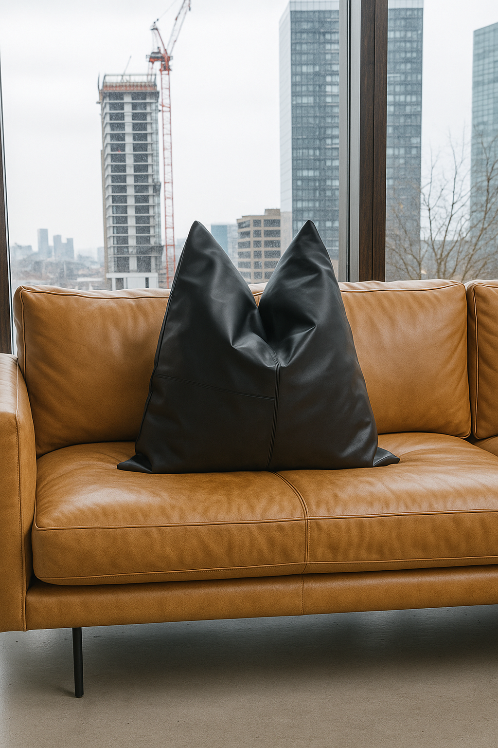 Midnight Luxe Leather & Cotton Cushion Cover
