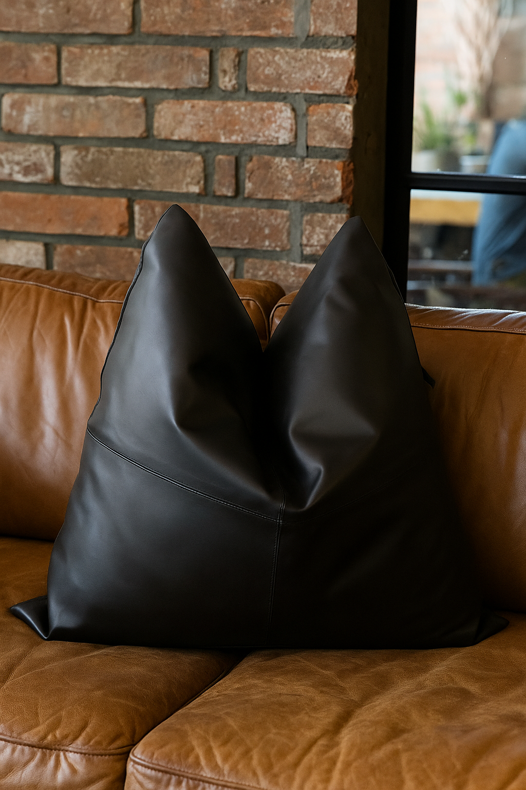 Midnight Luxe Leather & Cotton Cushion Cover