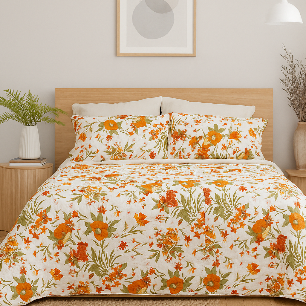 Botanical Garden Green Quilt Set - Handprinted Cotton