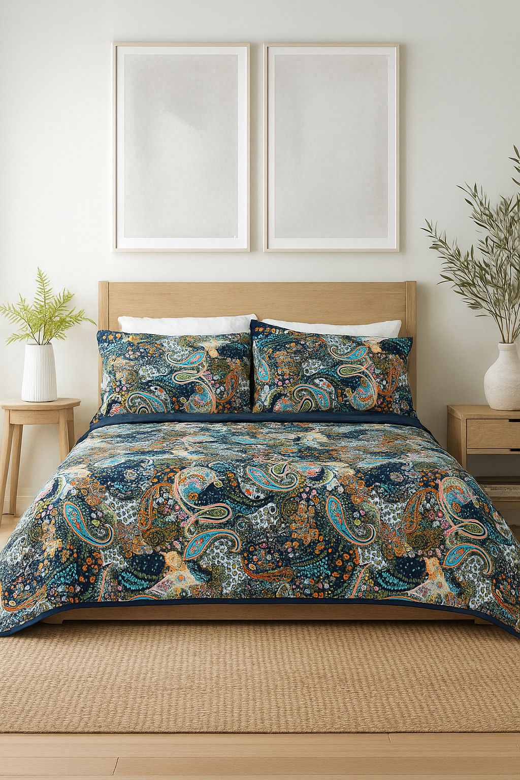 Bohemian Midnight Paisley Quilt Set - 210x250cm