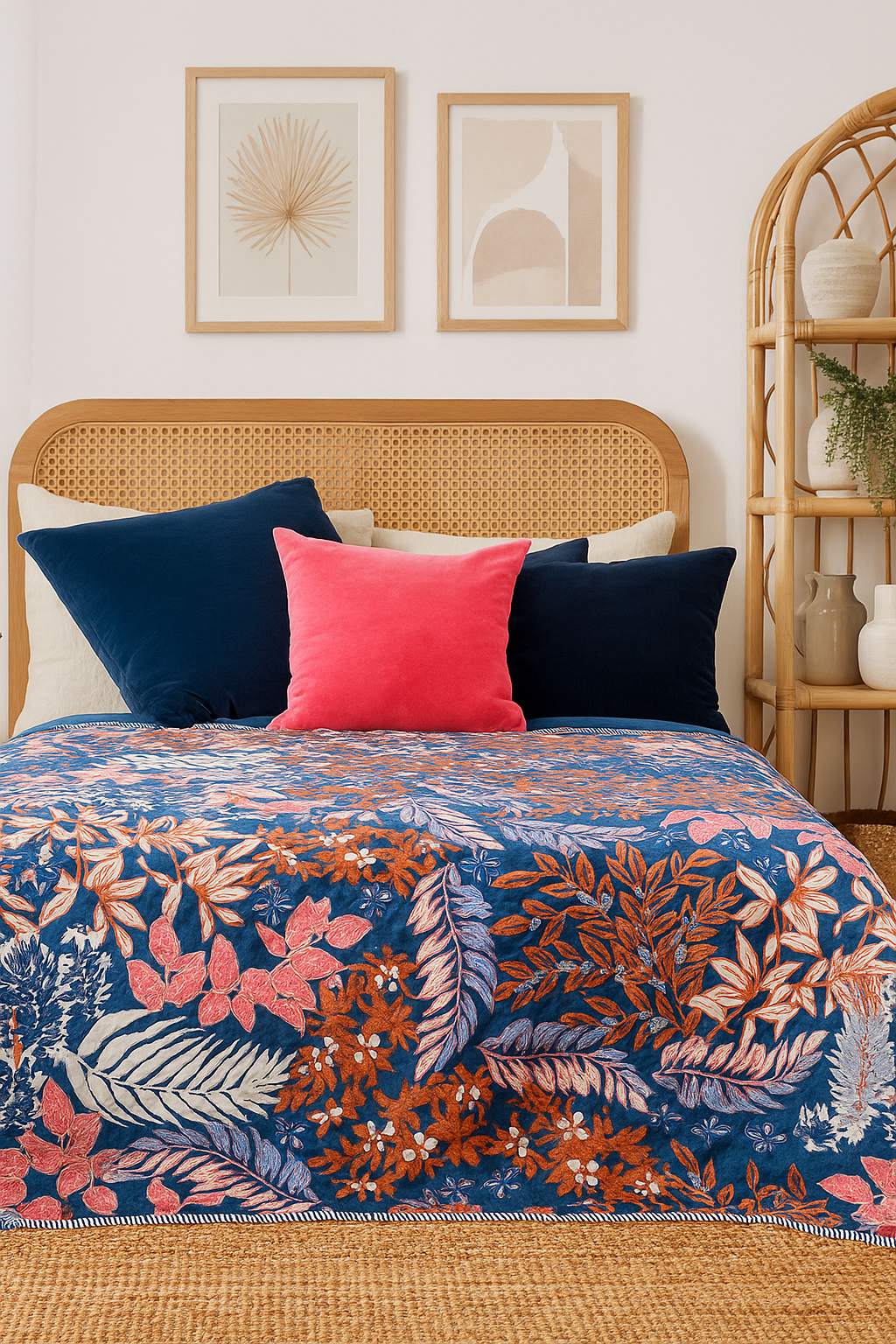 Tropical Garden Velvet Quilt - Bird & Floral Design