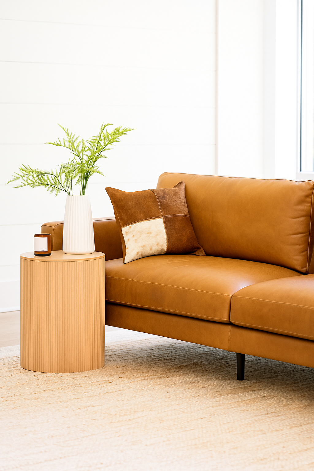 Cowhide Leather Cushion Cover - Natural Patchwork 45x45