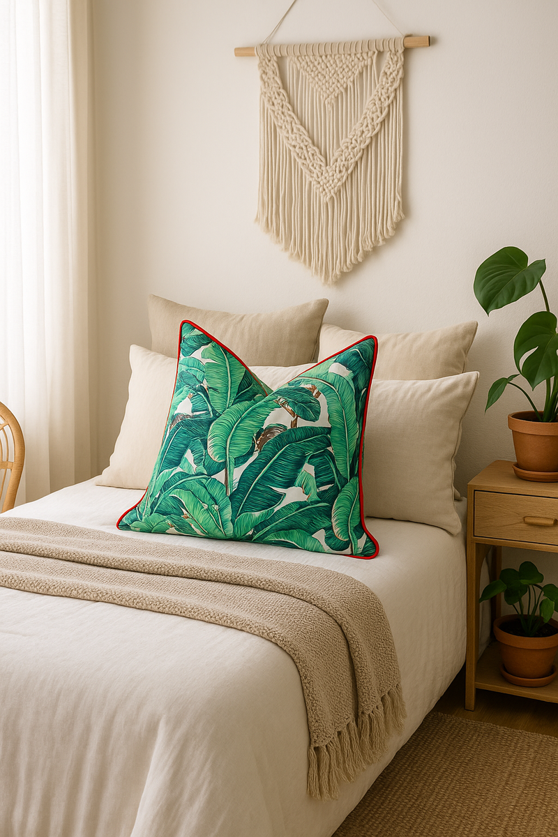 Tropical Palms Cotton Cushion Cover