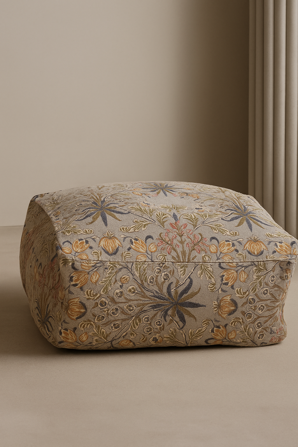 Moroccan footstool and pouf cushion cover featuring Tree Mix artwork