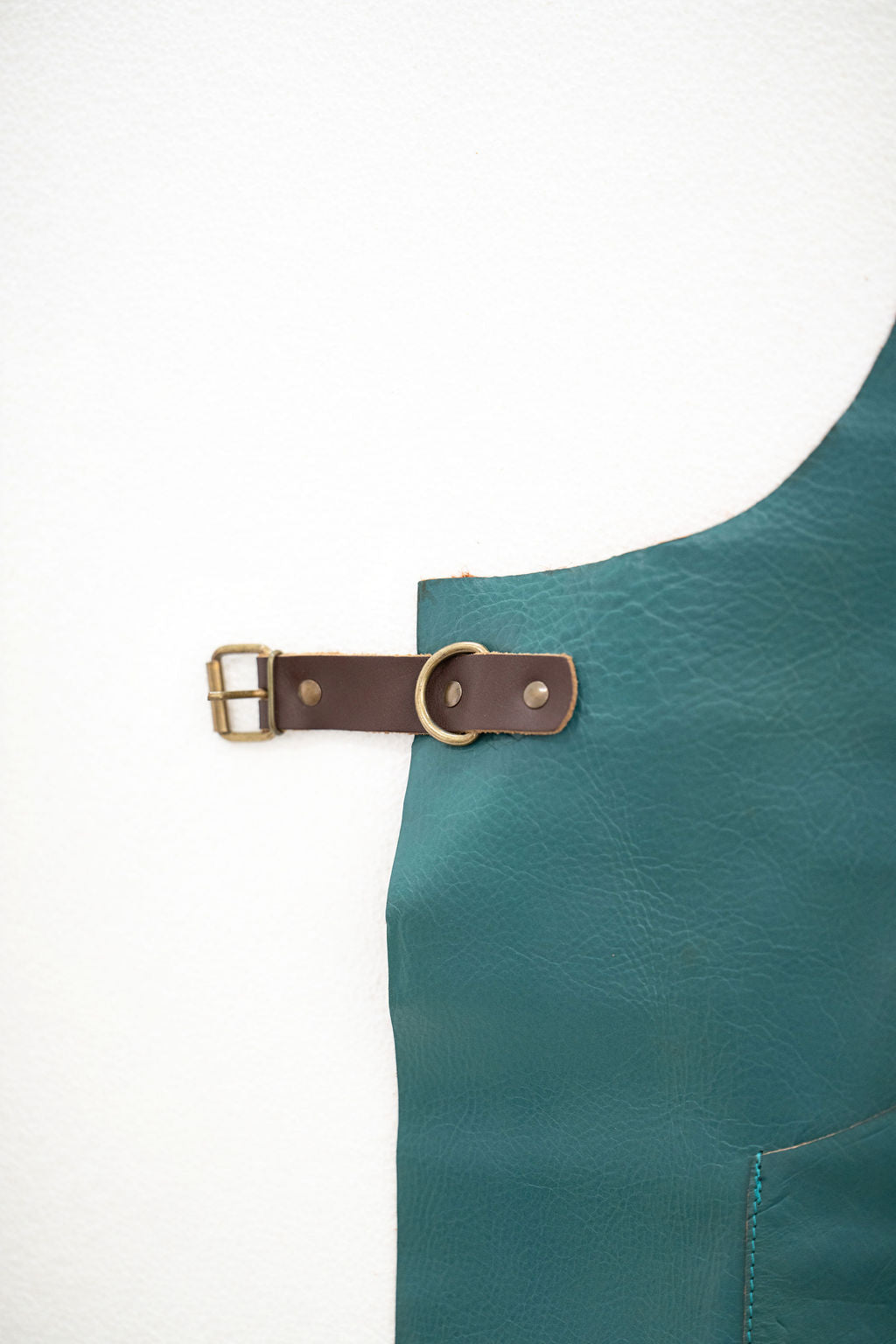 Full coverage ocean teal leather apron for kitchen and workshop use