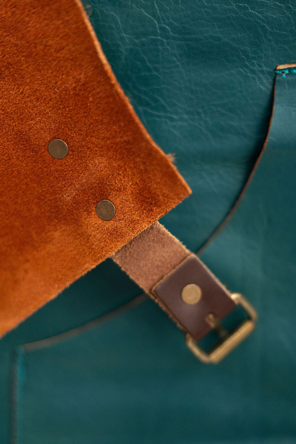 Professional ocean teal leather apron for barbers and creative makers
