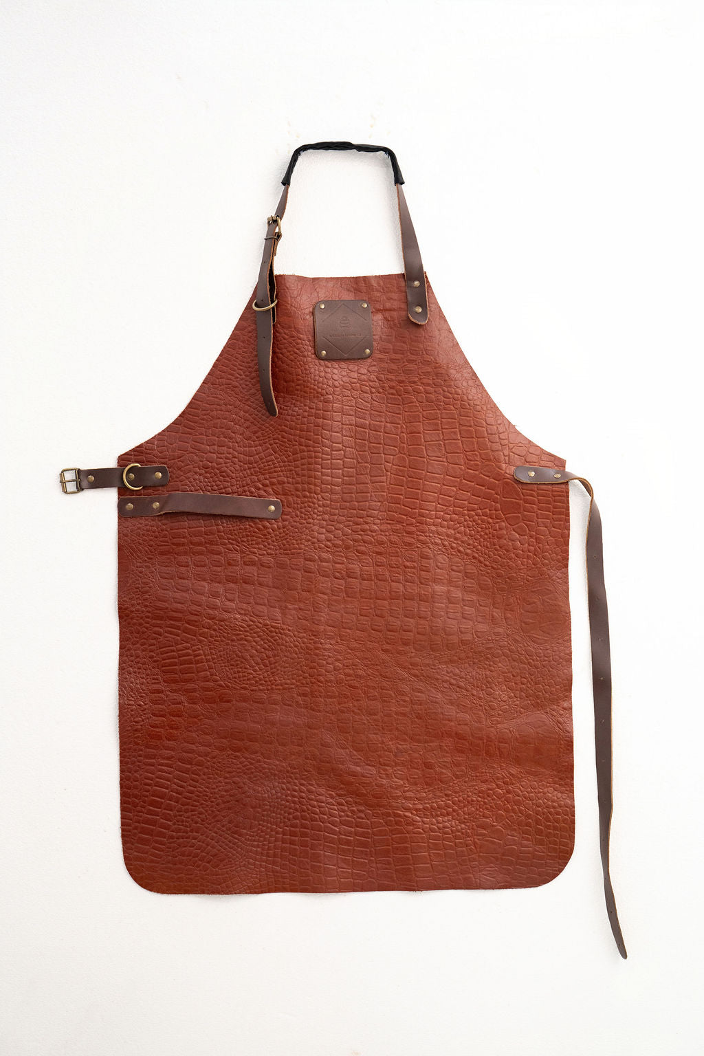 Durable croc embossed leather work apron for crafting and woodworking