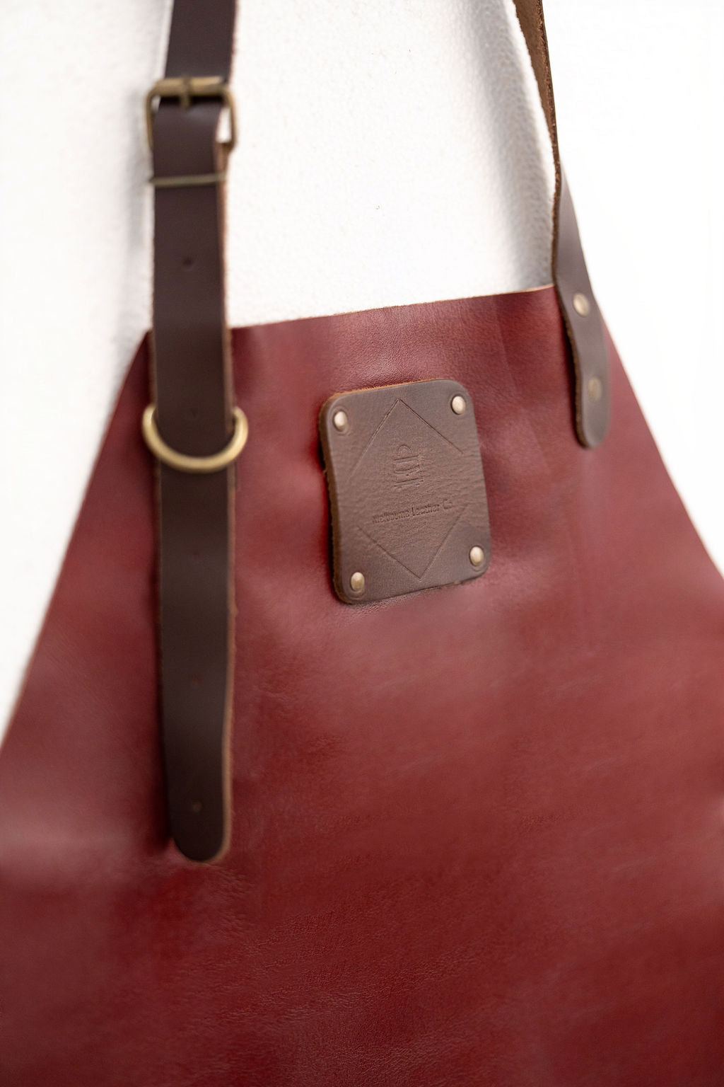 Durable red leather apron full coverage for workshop protection
