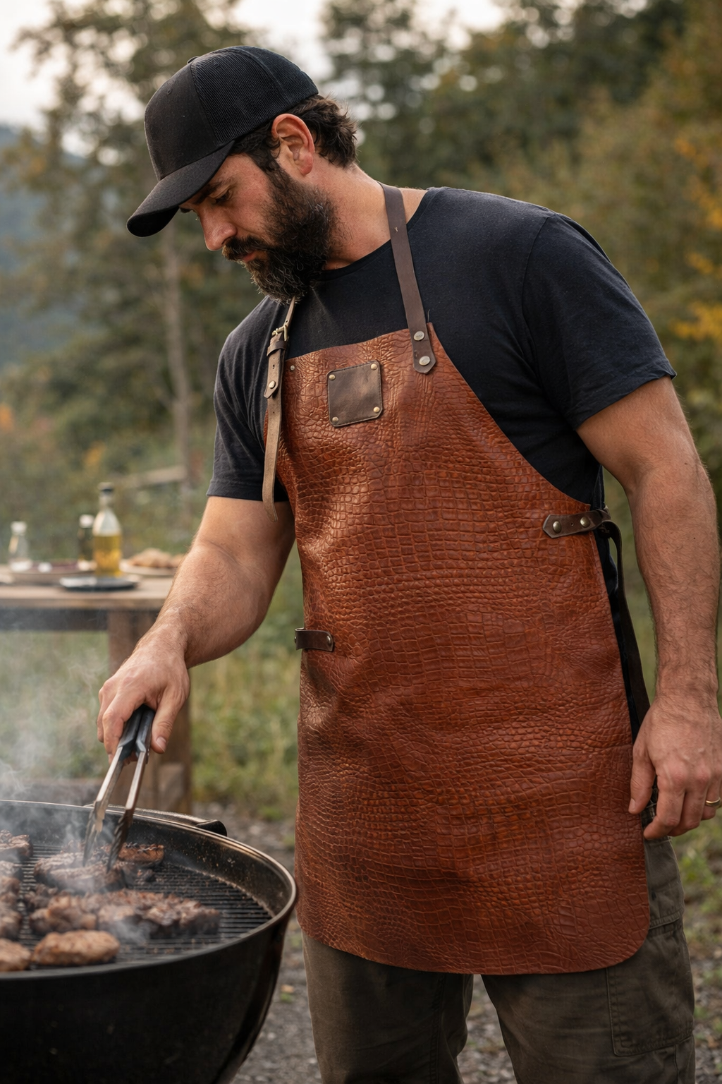 Premium croc pattern leather apron full coverage for artisans