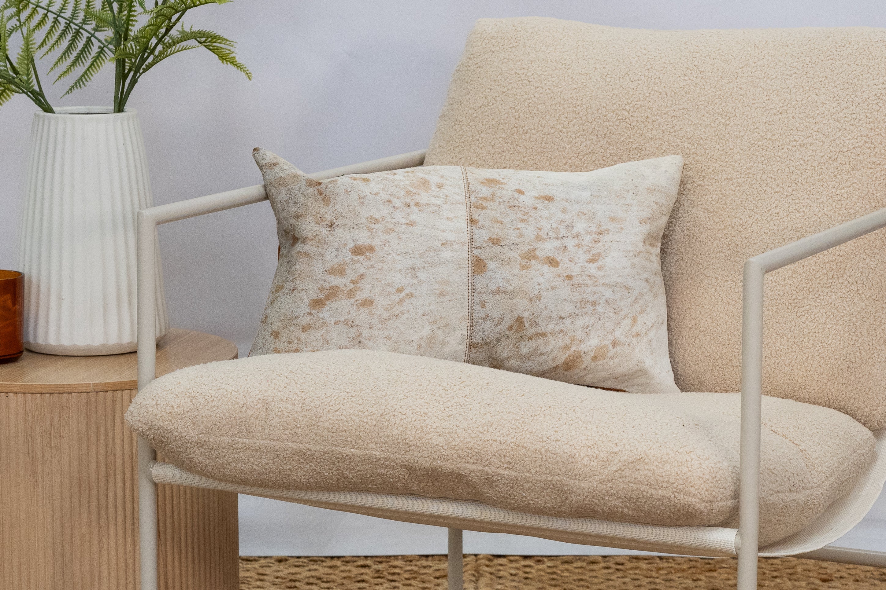 Brown & White Cowhide Cushion - Luxury Style