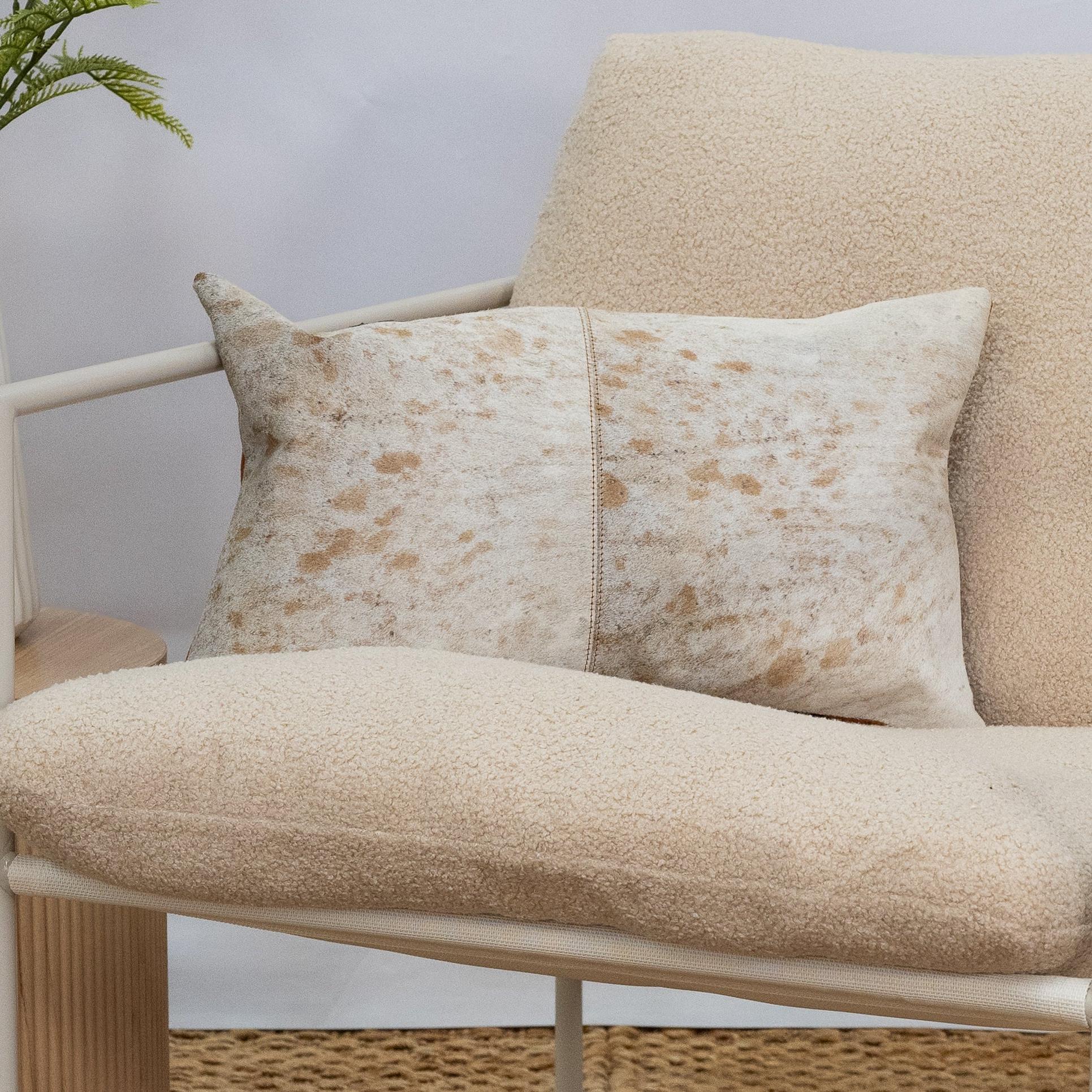 Brown & White Cowhide Cushion - Luxury Style