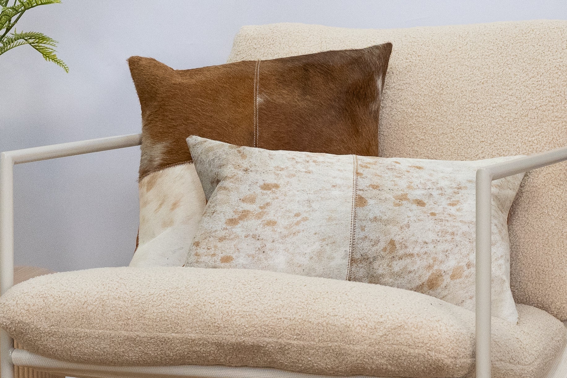 Brown & White Cowhide Cushion - Luxury Style