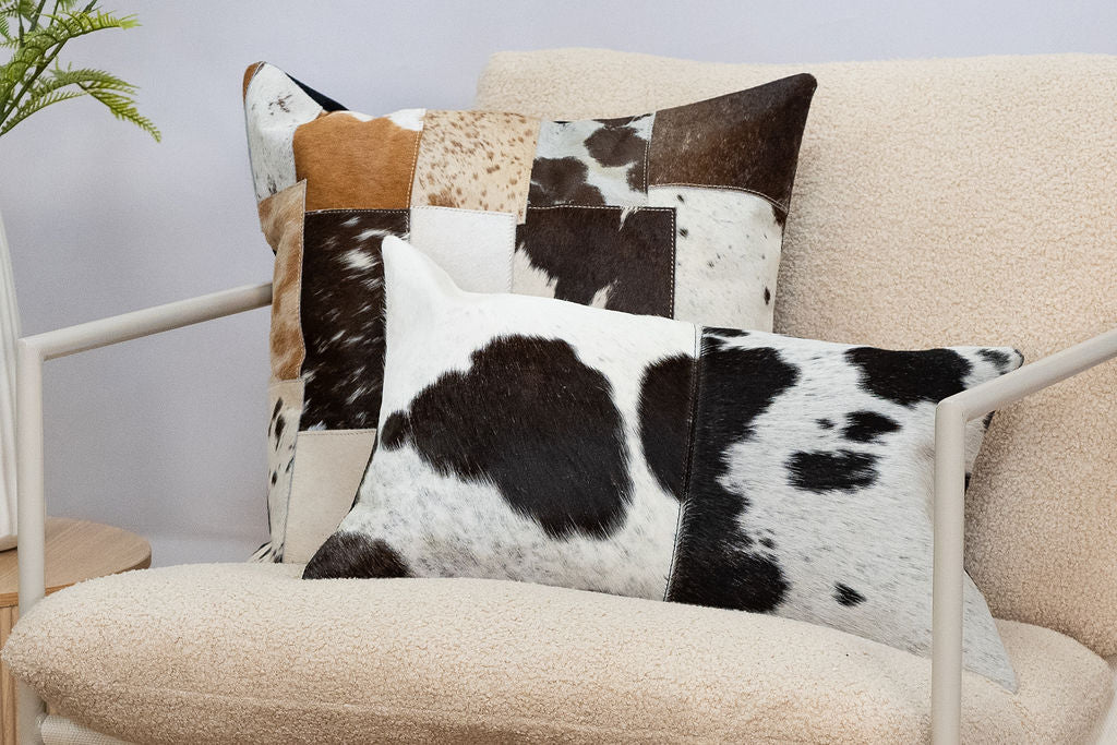 Black & White Cowhide Cushion - Luxury Style
