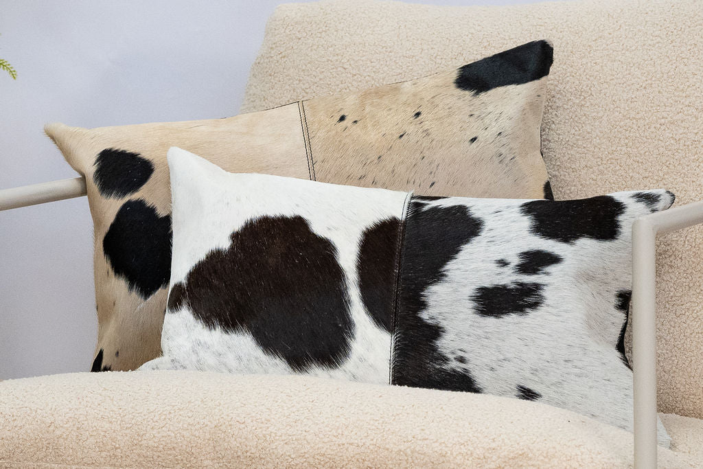 Black & White Cowhide Cushion - Luxury Style