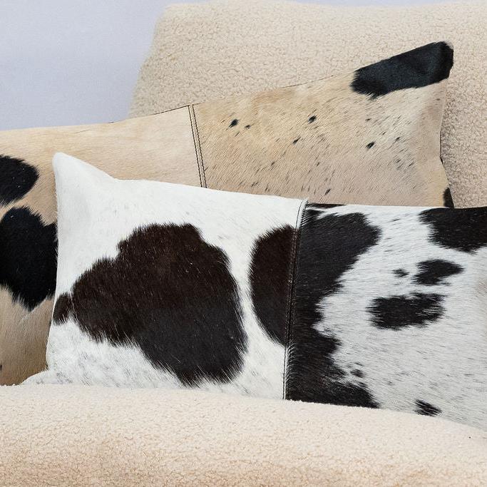 Black & White Cowhide Cushion - Luxury Style