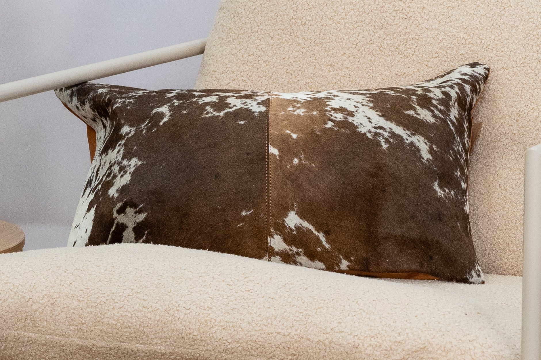 Brown & White Cowhide Cushion - Luxury Style