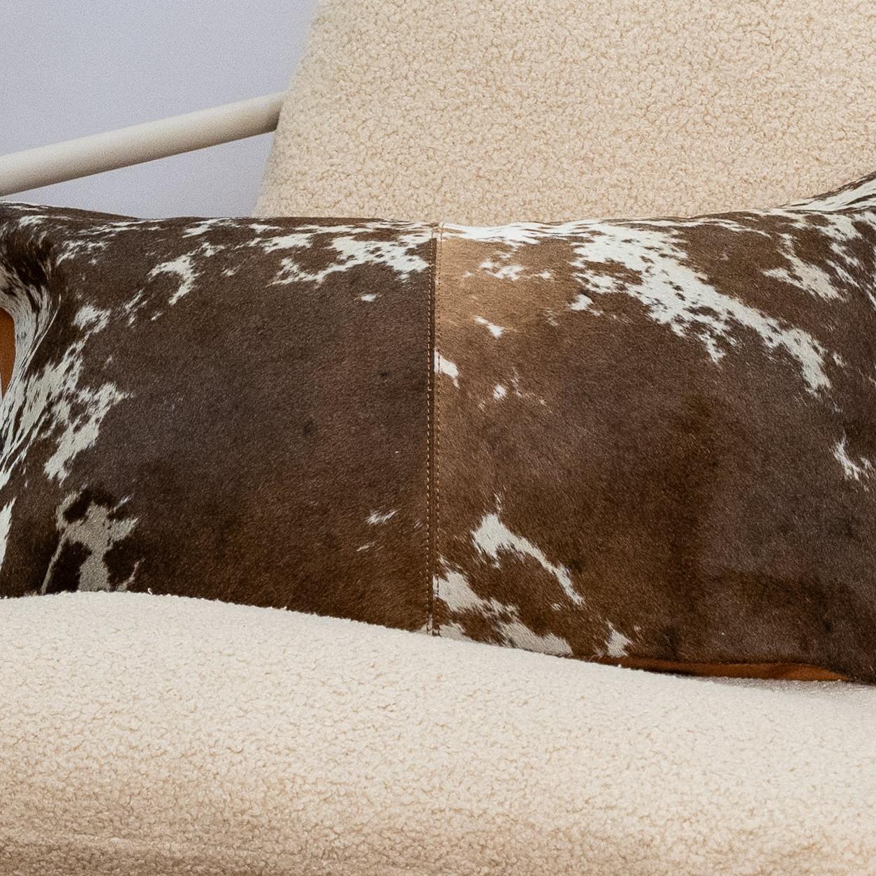 Brown & White Cowhide Cushion - Luxury Style