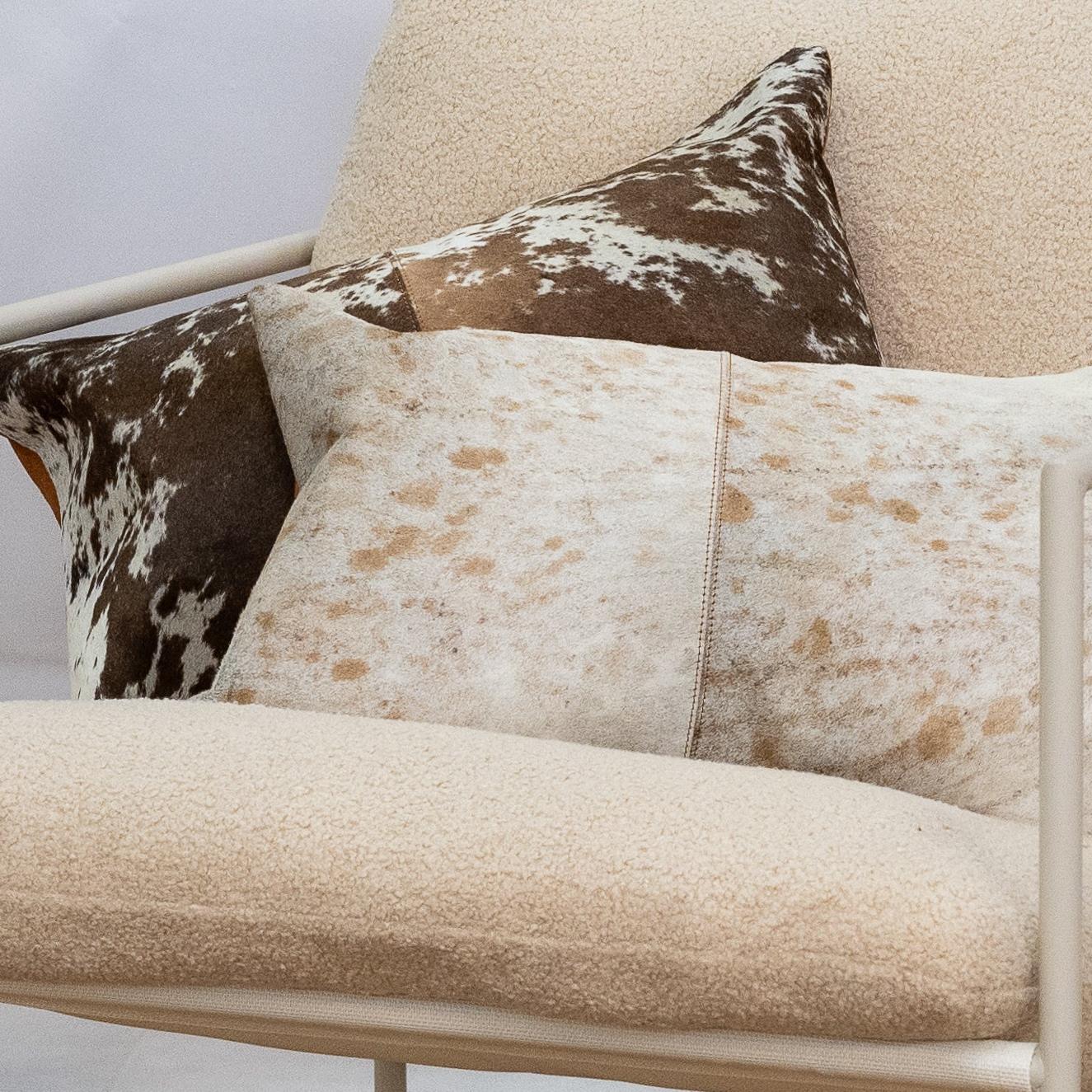 Brown & White Cowhide Cushion - Luxury Style