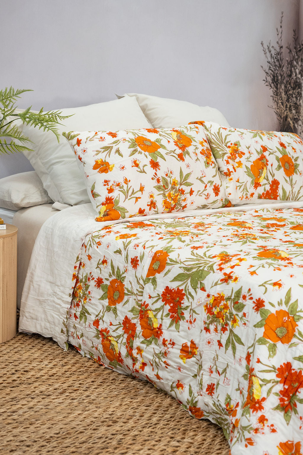 Botanical Garden Green Quilt Set - Handprinted Cotton