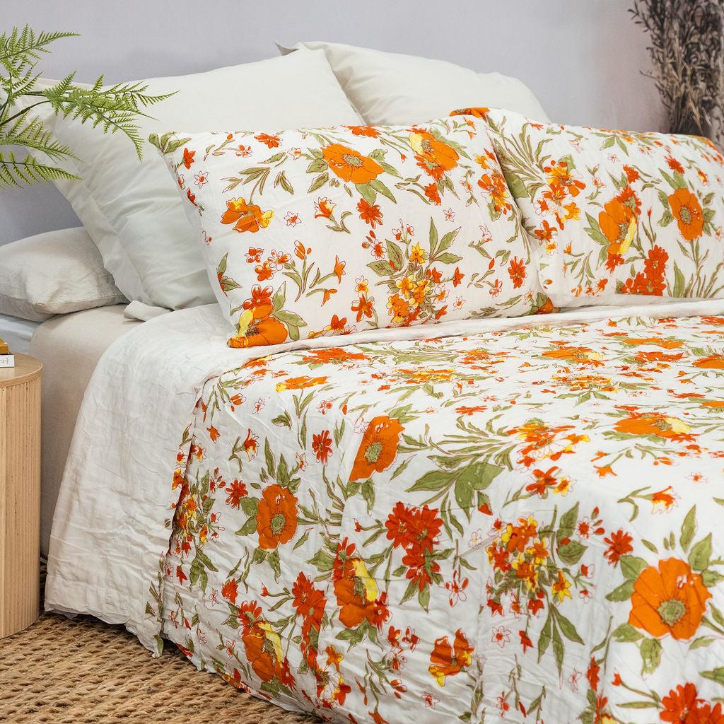 Botanical Garden Green Quilt Set - Handprinted Cotton