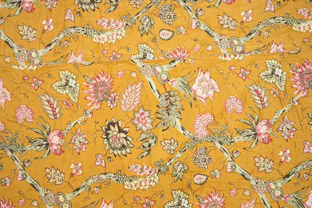 Vintage Mustard Floral Cotton Quilt Set - 210x250cm