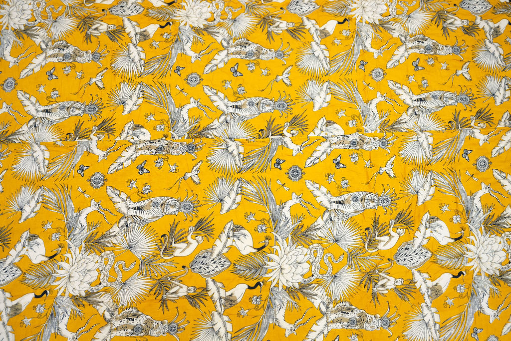 Golden Bloom Bird Print Quilt Set - 210x250cm
