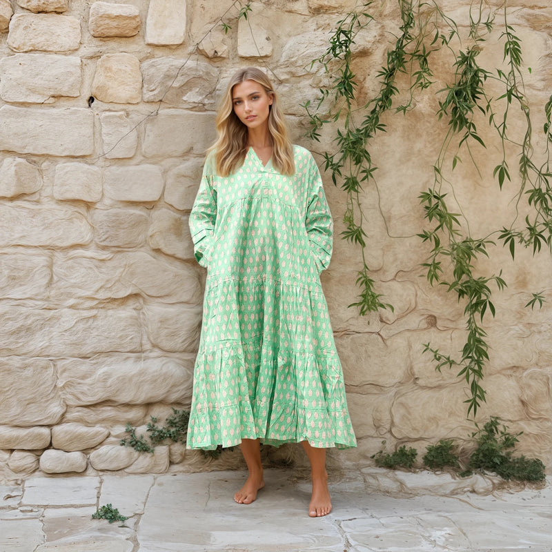 Mint Melange Cotton Maxi Dress | Fresh Look