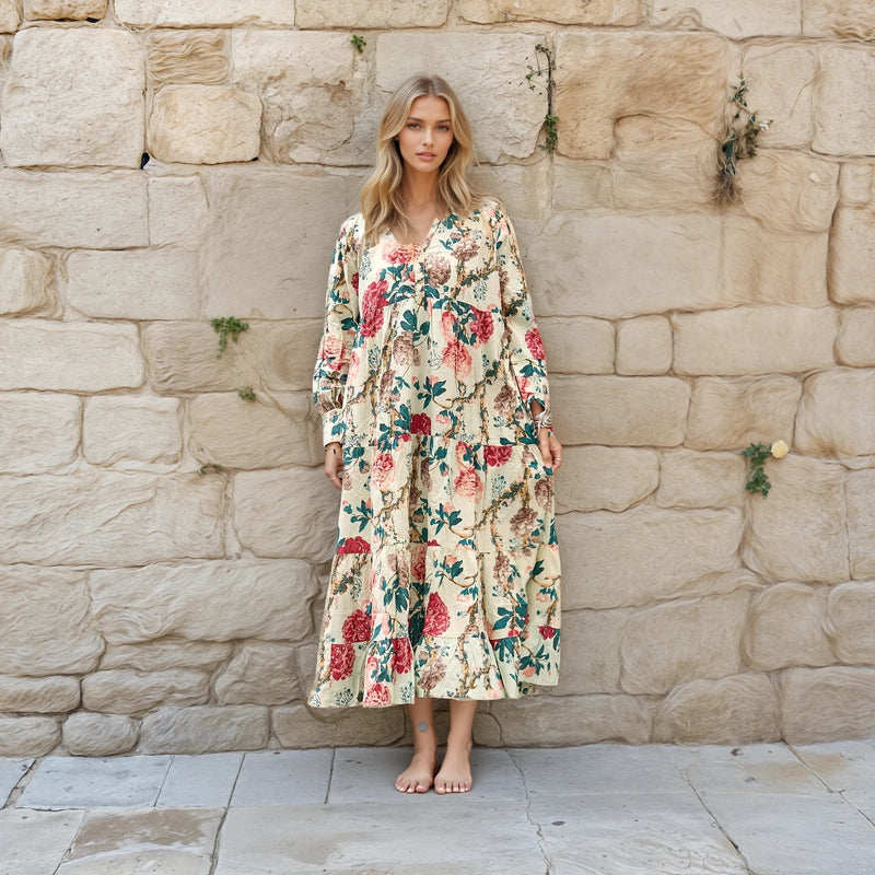 Beach Resort Bliss' 100% Cotton Maxi Dress | Boho Resort Wear