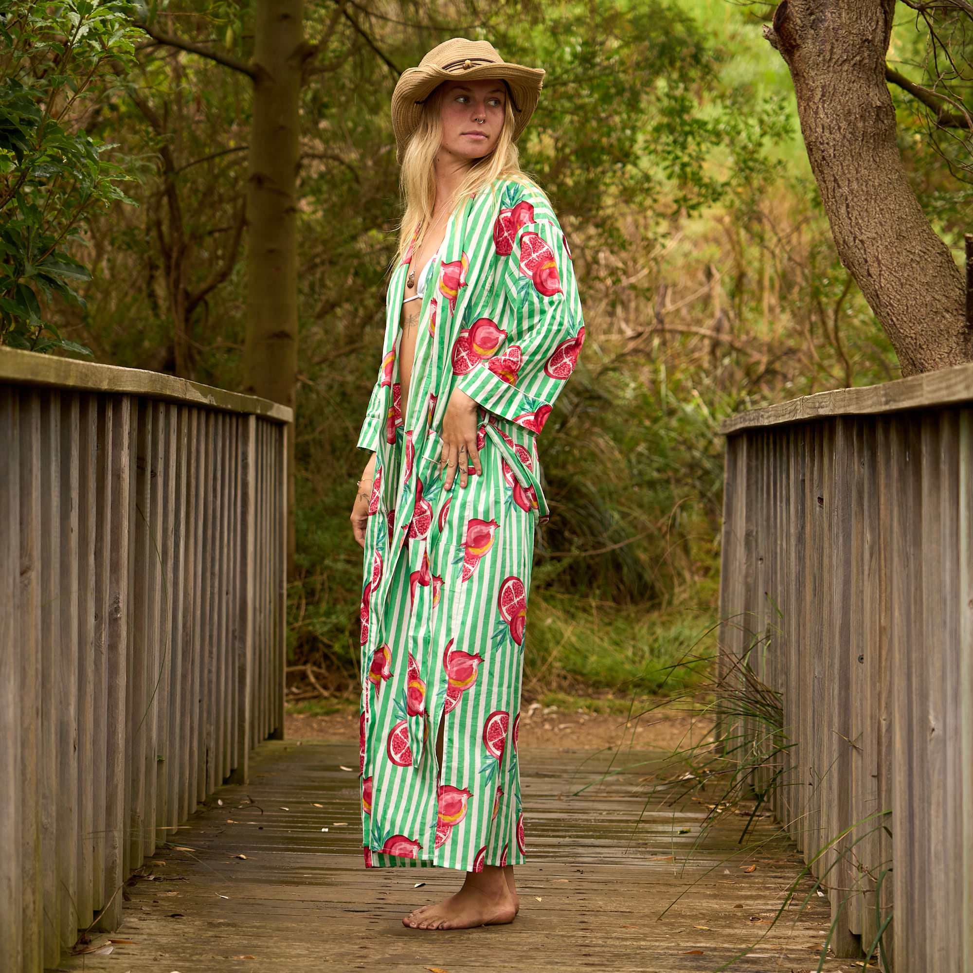 Grapefruit Bliss Summer Cotton Kimono Robe