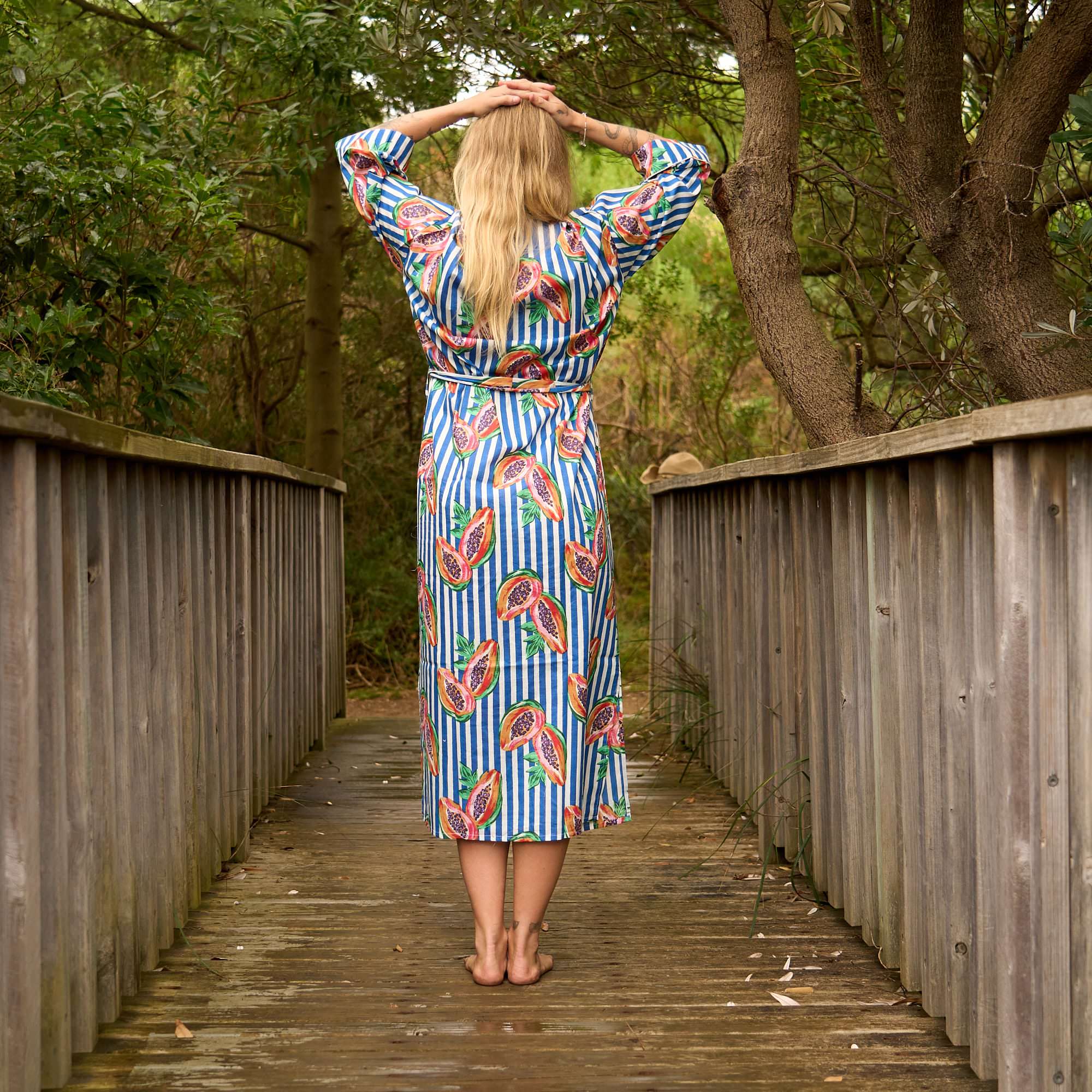 Tropical Breeze Cotton Kimono with Papaya Print
