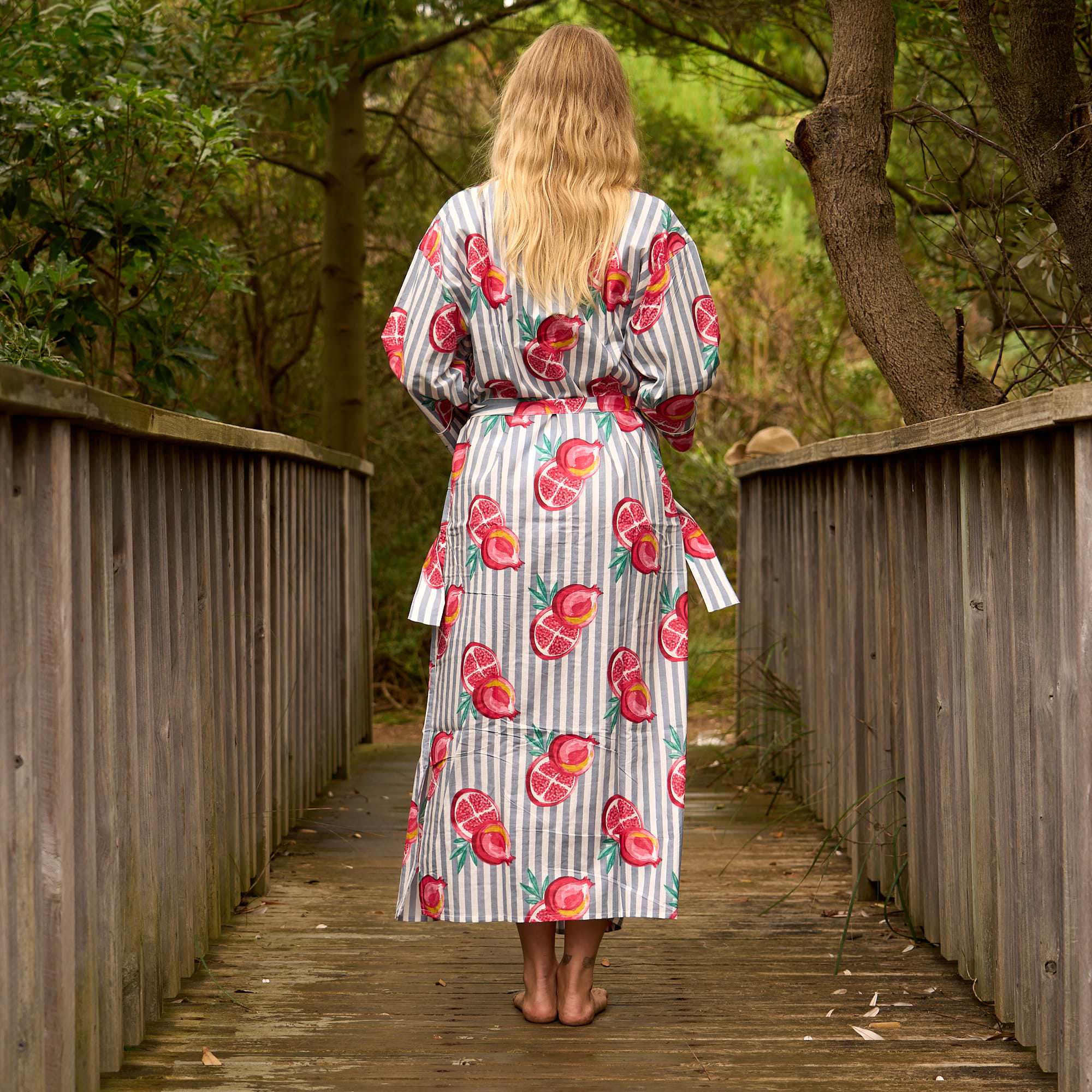 Citrus Grove Cotton Kimono Robe – Luxe Cotton with Bold Grapefruit Print