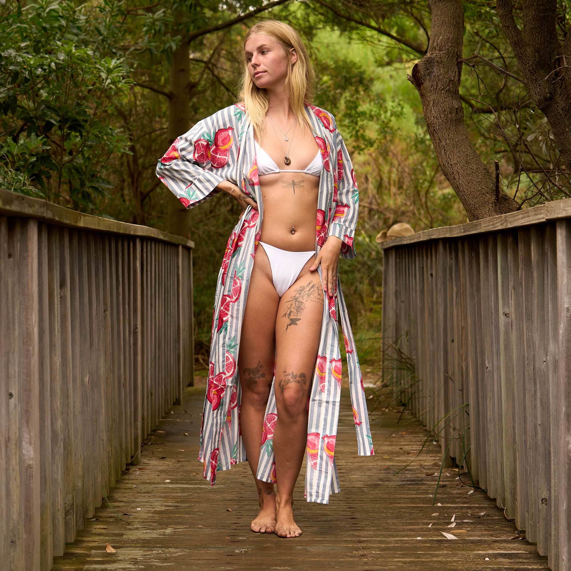 Citrus Grove Cotton Kimono Robe – Luxe Cotton with Bold Grapefruit Print