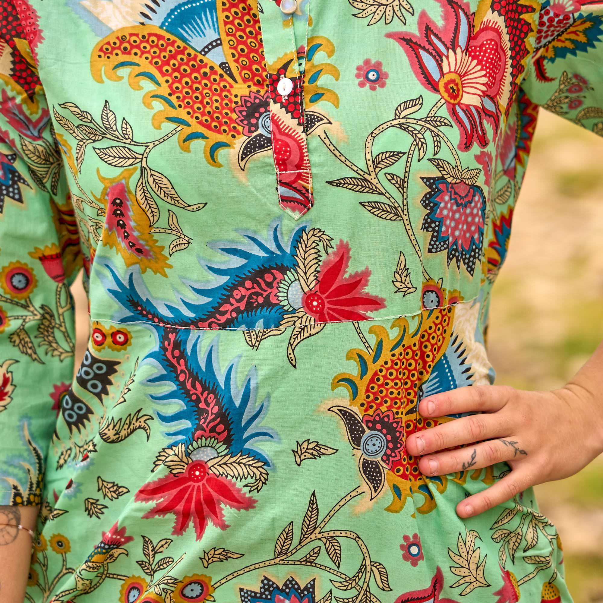 Boho Bliss Cotton Maxi Dress - Vibrant Floral Beach Cover-Up