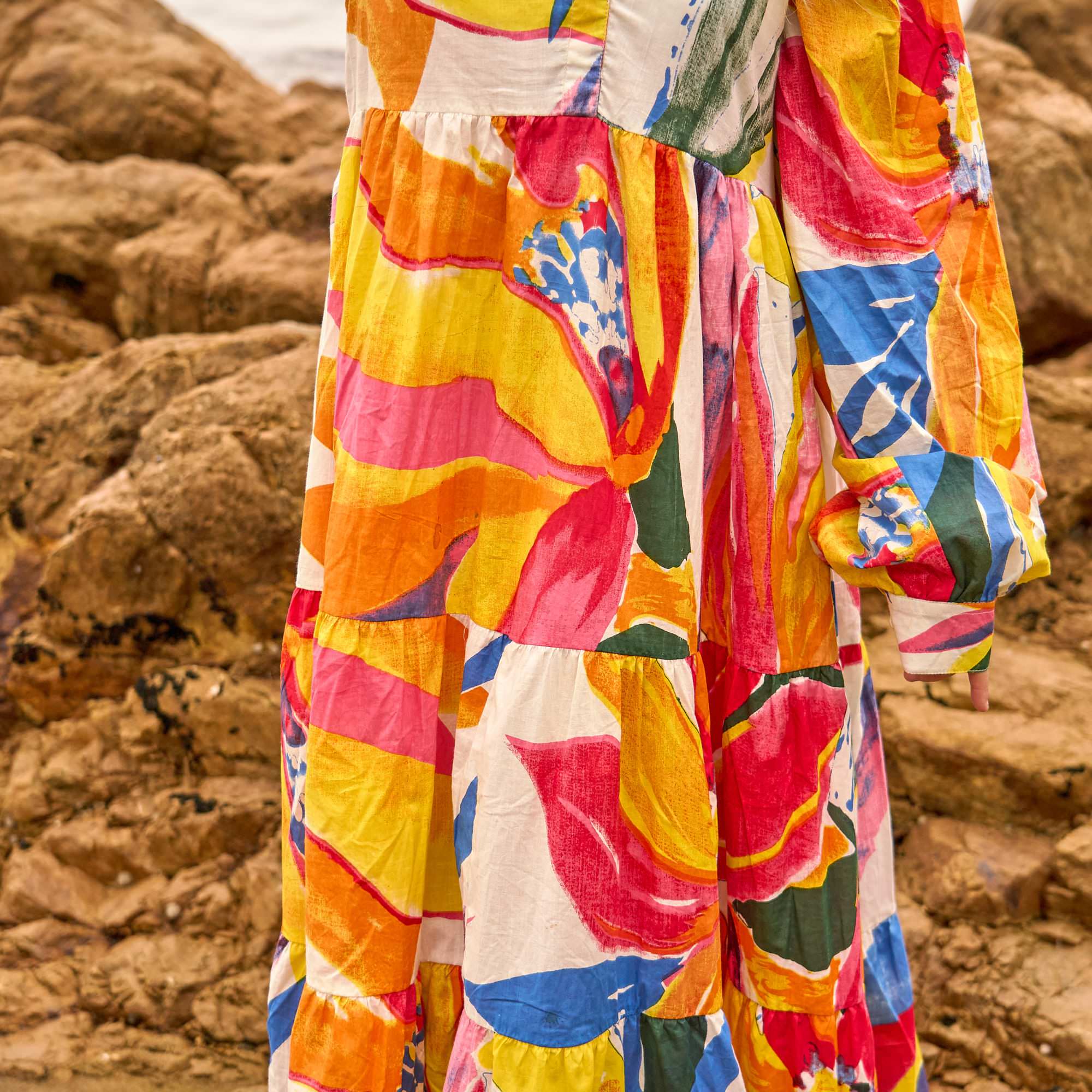 Sunburst Muse Maxi Dress - Bright Sunshine Boho Cotton Dress
