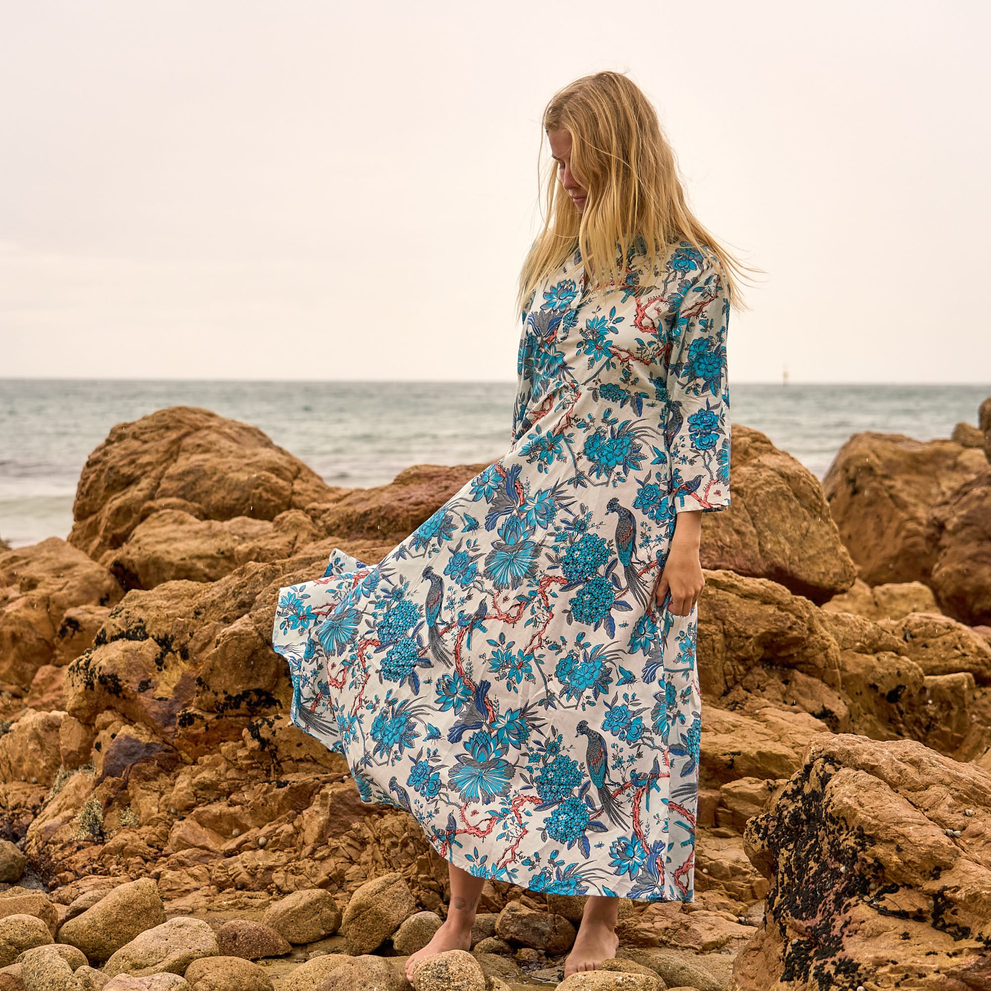 Blue Heron Maxi Dress - Soft Blue Flowy Summer Boho Dress Blue Heron Maxi Dress - Soft Blue Flowy Summer Boho Dress