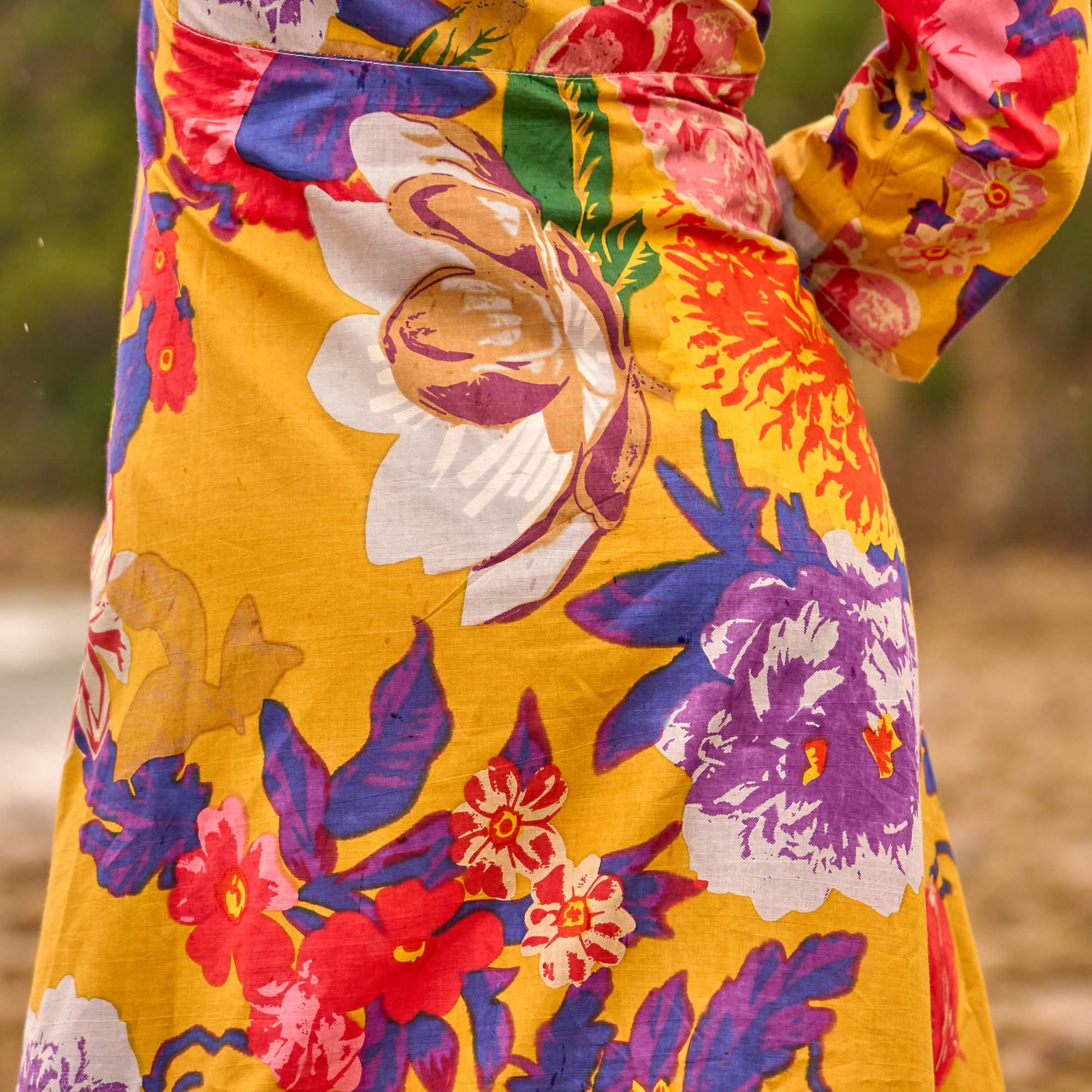 Sunset Florals Maxi Dress - Bold Sunset Print Cotton Dress