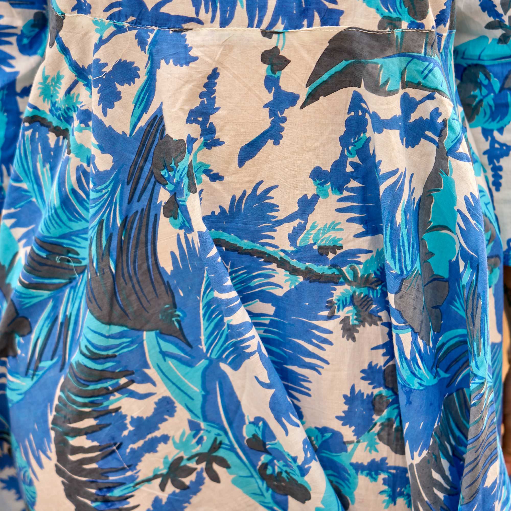 Azure Palms Maxi Dress - Ocean Breeze Print Cotton Dress