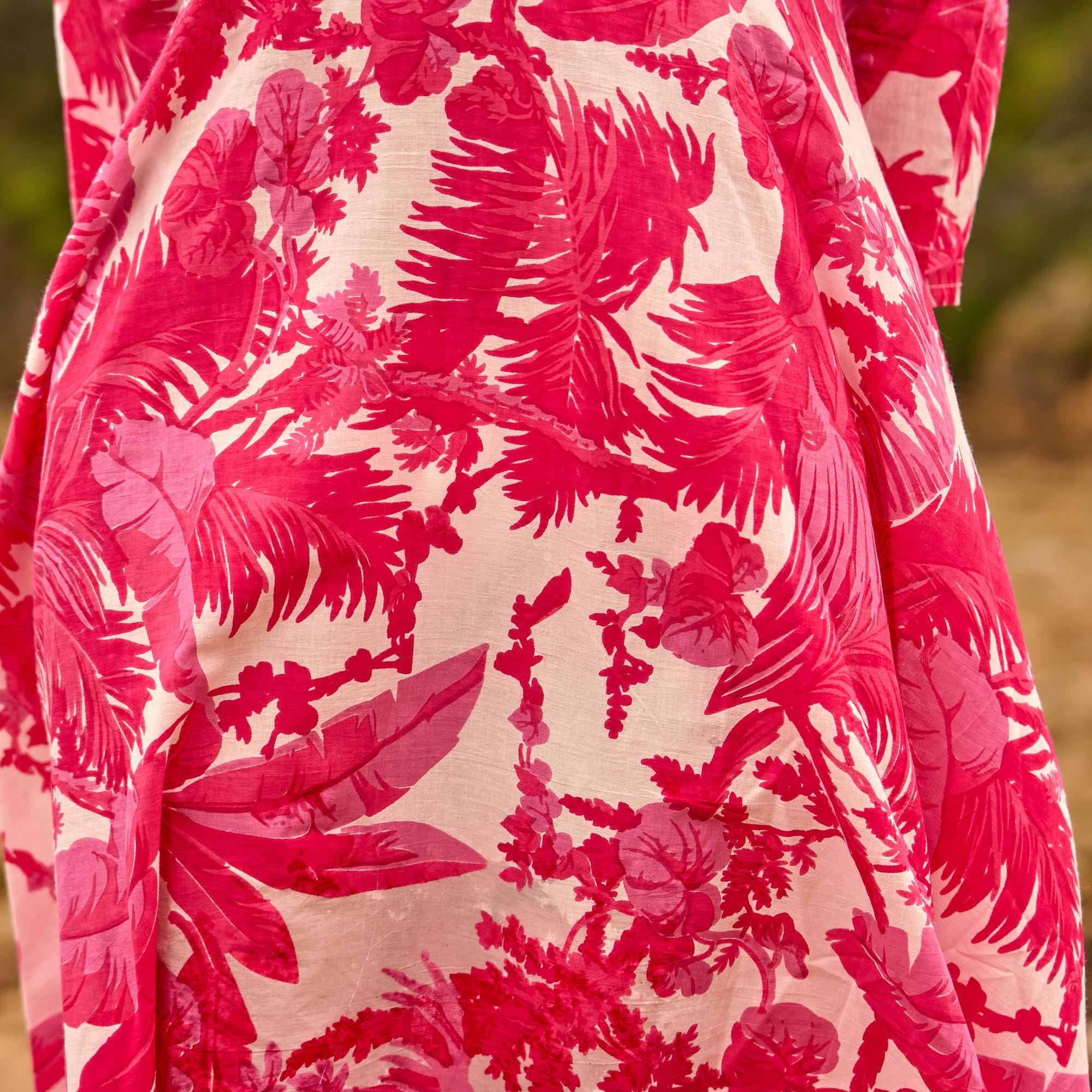 Tropical Blush Maxi Dress - Coral Pink Boho Cotton Sundress