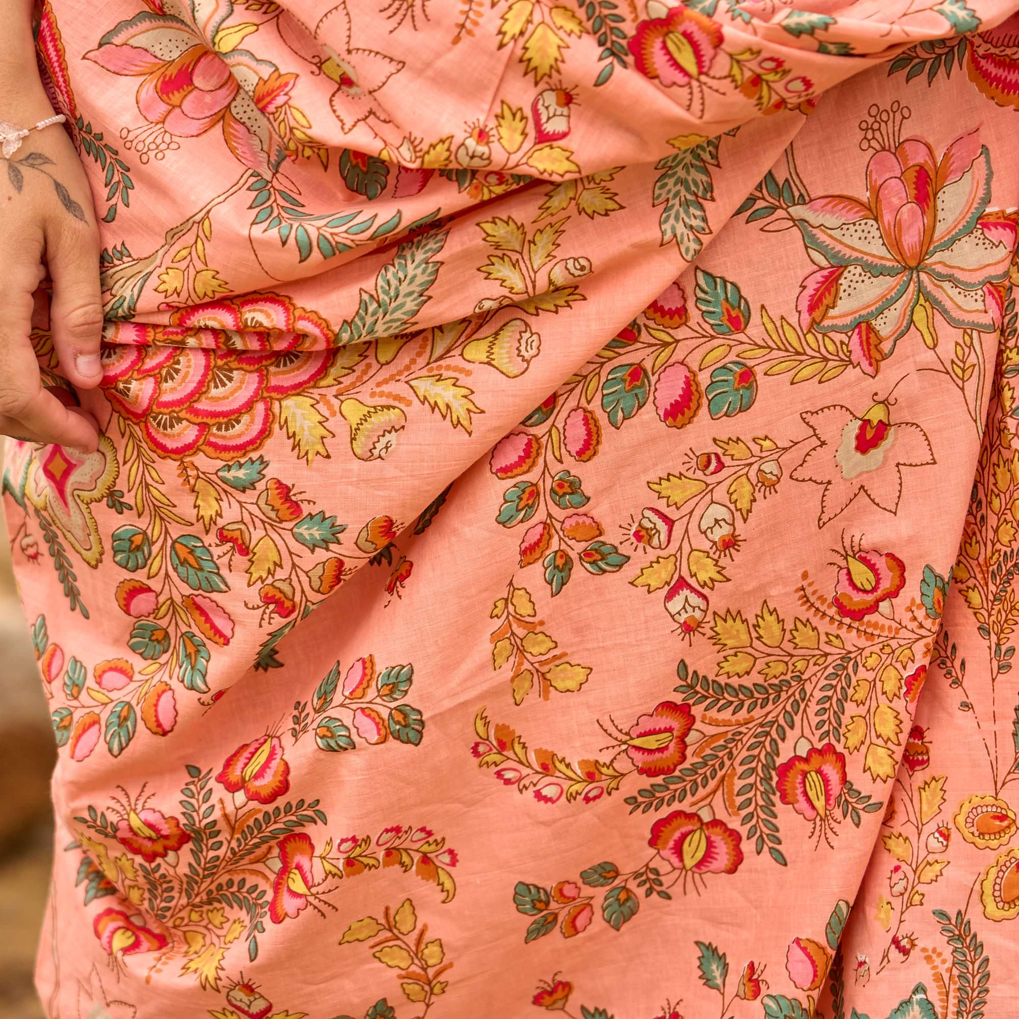 Coral Bloom Boho Sarong - Handcrafted Summer Wrap