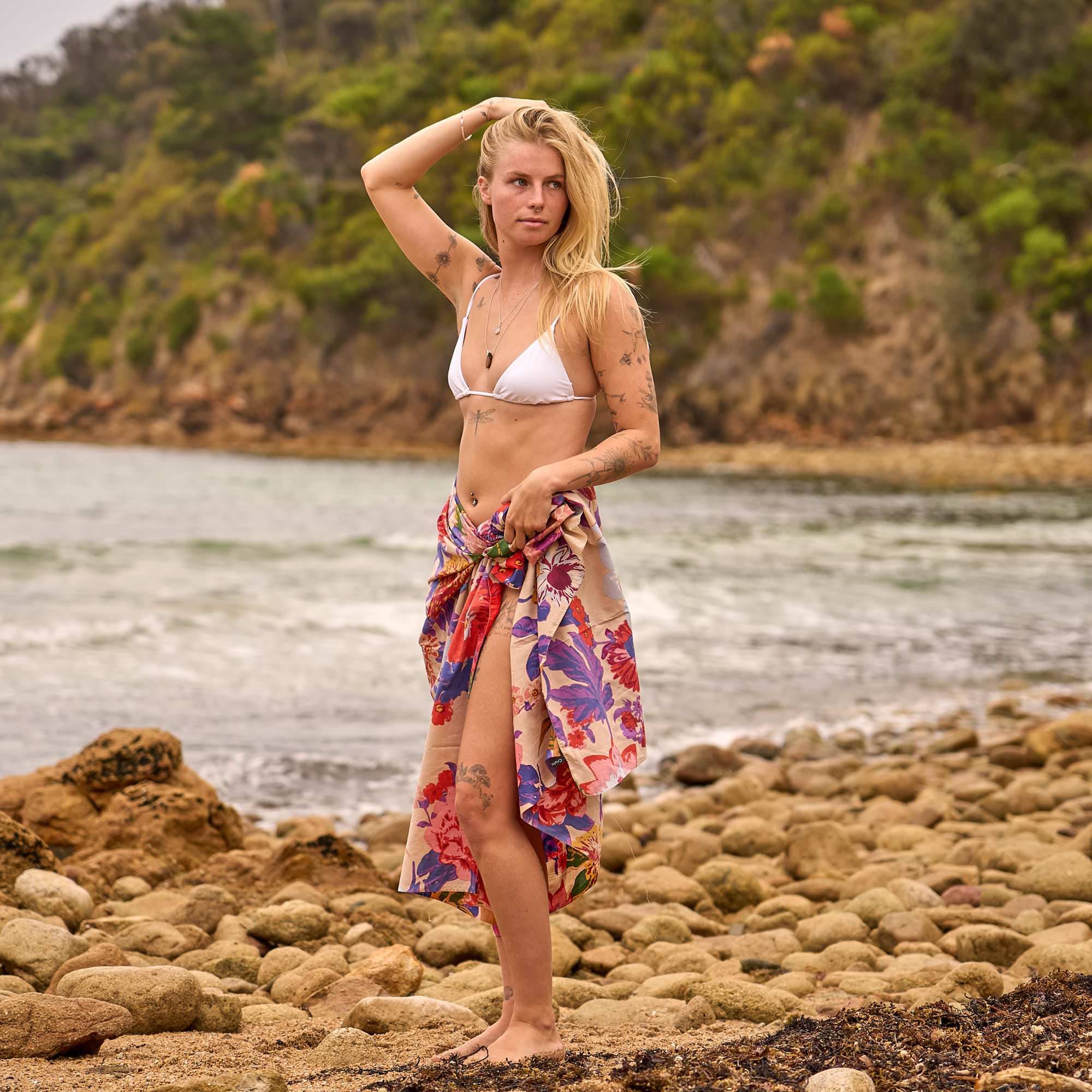 Tropical Sunset Sarong - Bloom Print Beach Cover-Up